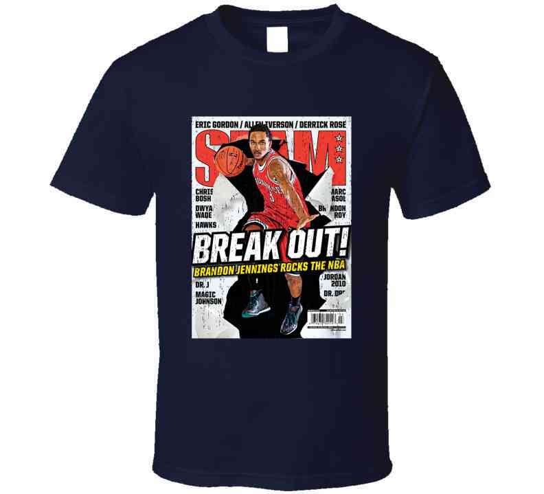 Slam Magazine Issue 135 Brandon Jennings Popular Basketball Magazine Grunge Look Cool T Shirt