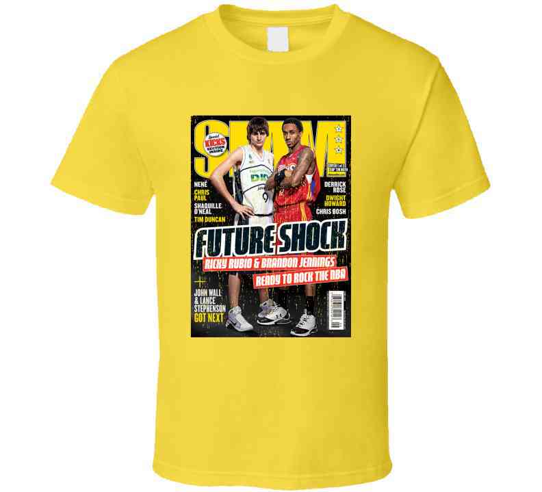 Slam Magazine Issue 128 Ricky Rubio Brandon Jennings Popular Basketball Magazine Grunge Look Cool T Shirt
