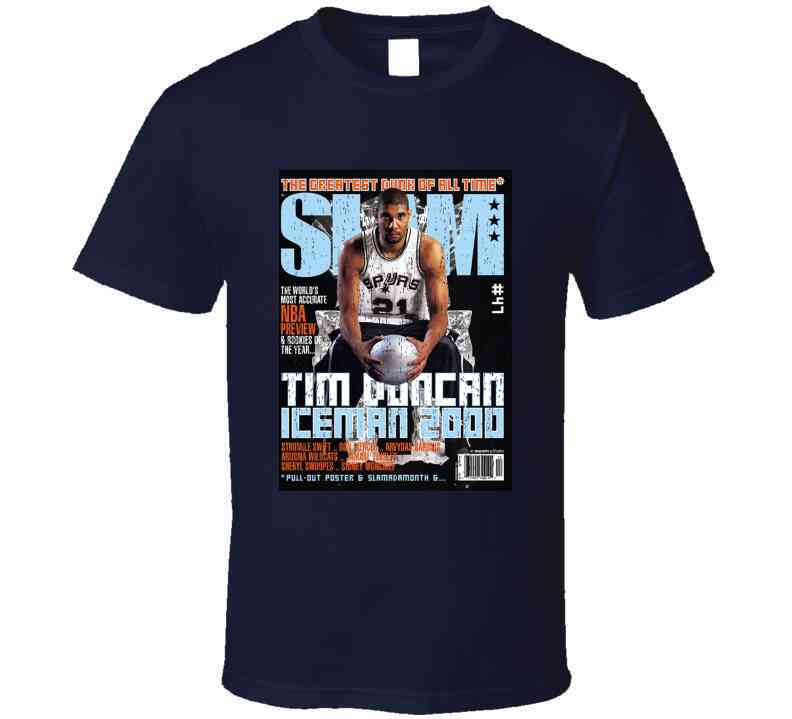 Slam Magazine Issue 47 Tim Duncan Popular Basketball Magazine Grunge Look Cool T Shirt