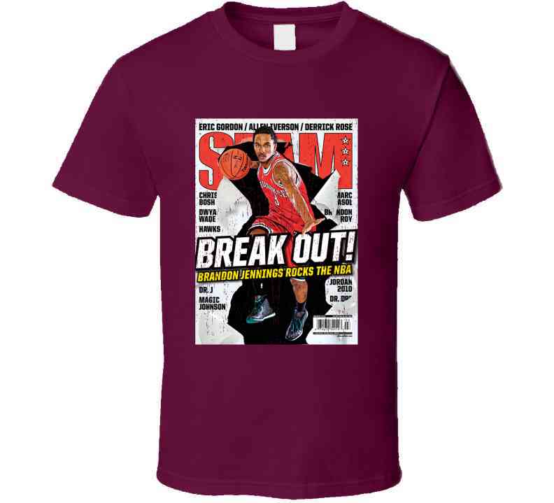 Slam Magazine Issue 135 Brandon Jennings Popular Basketball Magazine Grunge Look Cool T Shirt