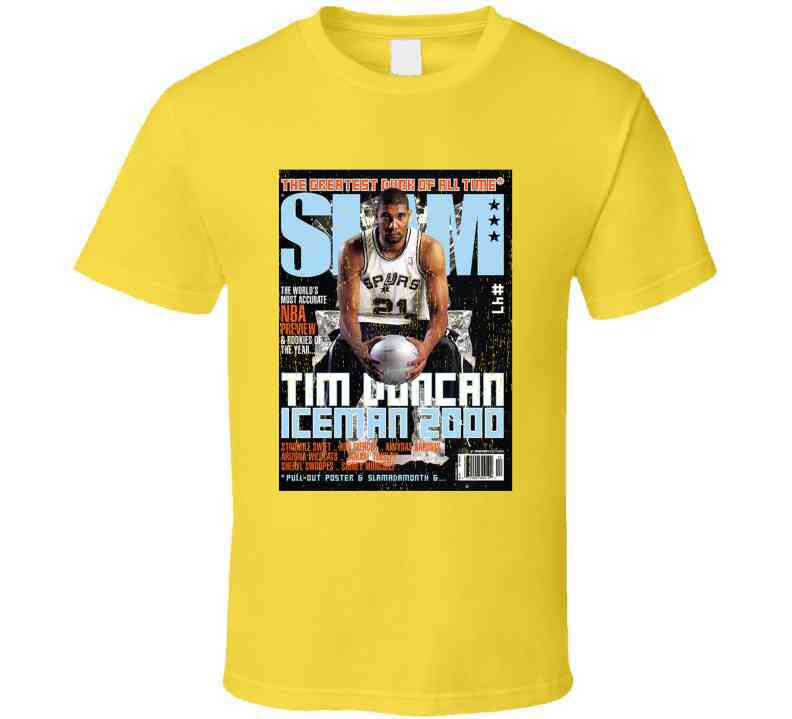 Slam Magazine Issue 47 Tim Duncan Popular Basketball Magazine Grunge Look Cool T Shirt