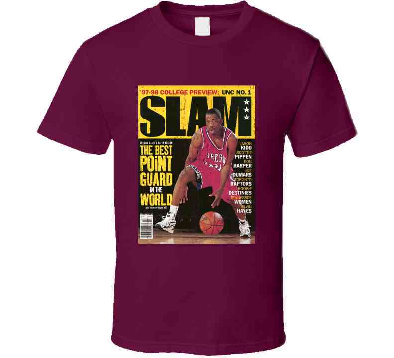 Slam Magazine Issue 22 Rafer Alston Popular Basketball Magazine Grunge Look Cool T Shirt