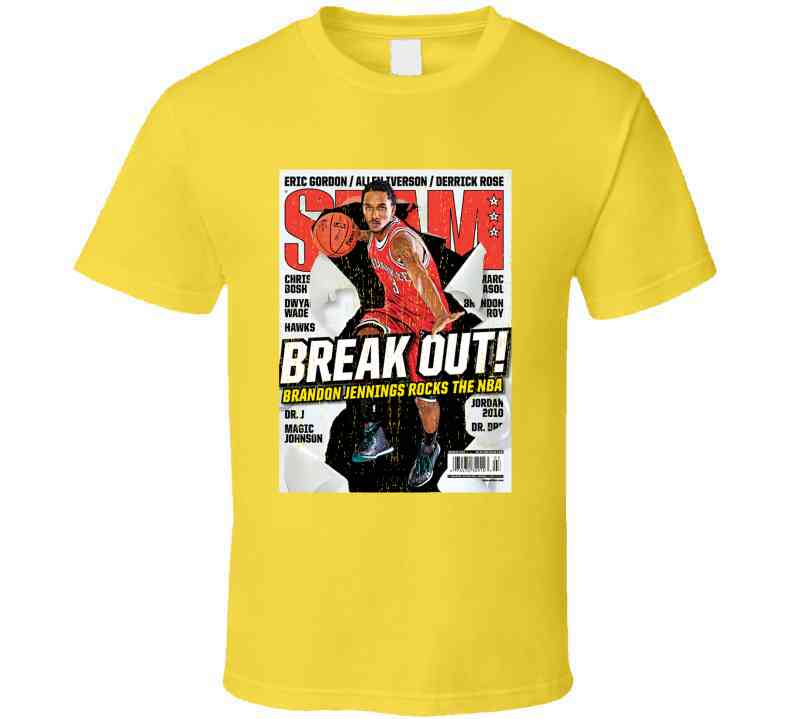 Slam Magazine Issue 135 Brandon Jennings Popular Basketball Magazine Grunge Look Cool T Shirt