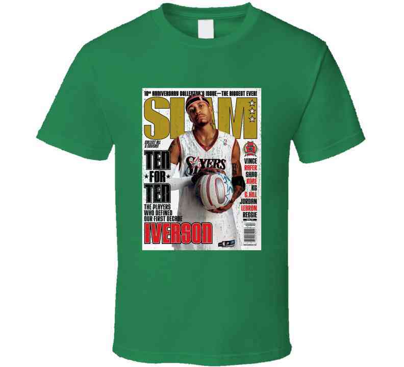 Slam Magazine Issue 77 Allen Iverson Popular Basketball Magazine Grunge Look Cool T Shirt
