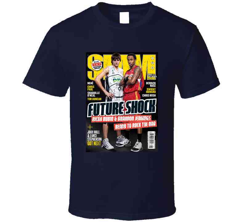 Slam Magazine Issue 128 Ricky Rubio Brandon Jennings Popular Basketball Magazine Grunge Look Cool T Shirt