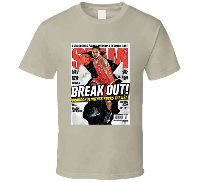 Slam Magazine Issue 135 Brandon Jennings Popular Basketball Magazine Grunge Look Cool T Shirt