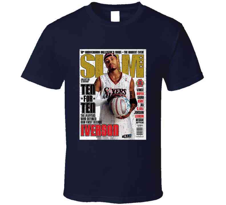 Slam Magazine Issue 77 Allen Iverson Popular Basketball Magazine Grunge Look Cool T Shirt