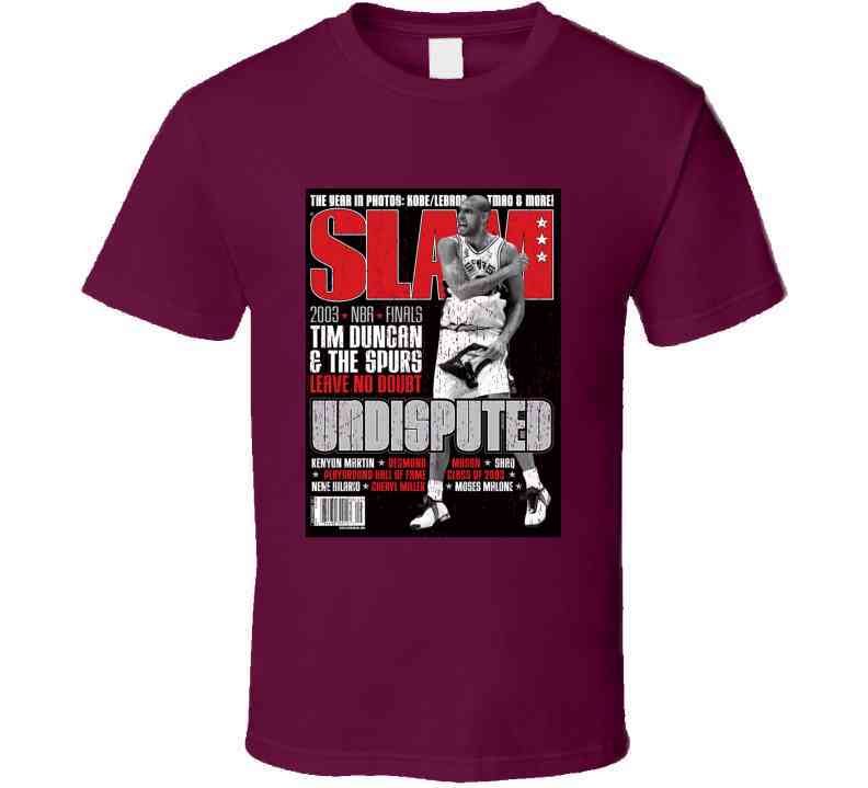 Slam Magazine Issue 72 Tim Duncan Popular Basketball Magazine Grunge Look Cool T Shirt