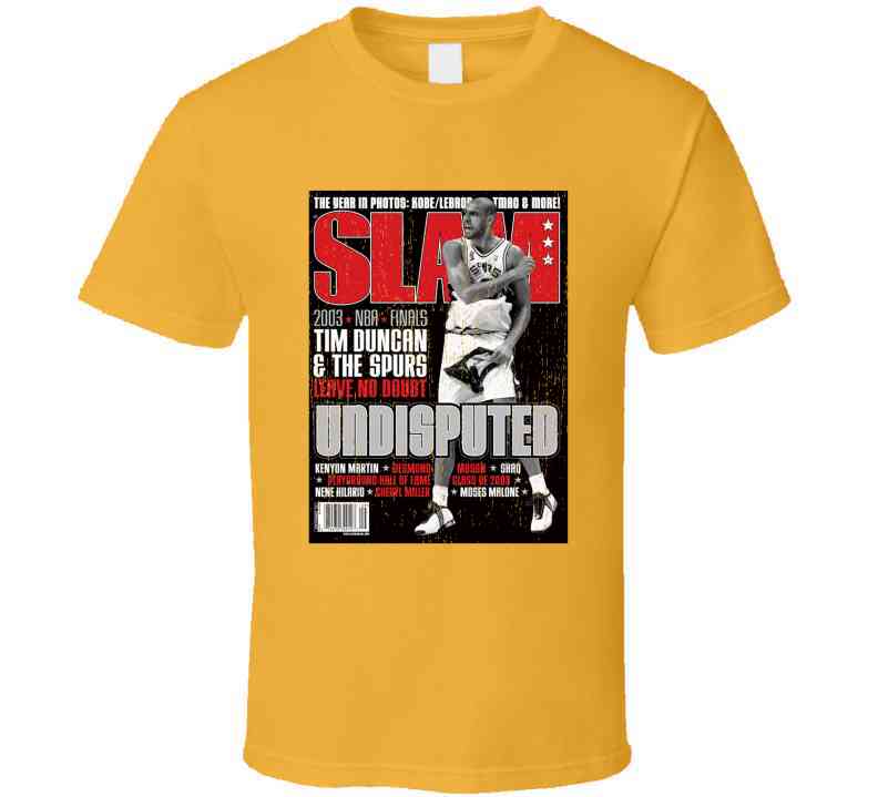 Slam Magazine Issue 72 Tim Duncan Popular Basketball Magazine Grunge Look Cool T Shirt