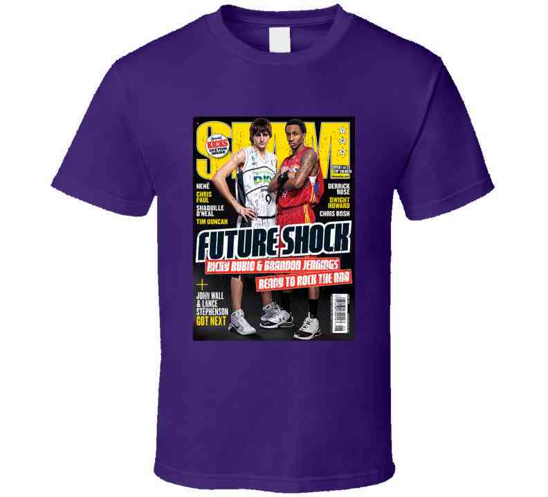 Slam Magazine Issue 128 Ricky Rubio Brandon Jennings Popular Basketball Magazine Grunge Look Cool T Shirt