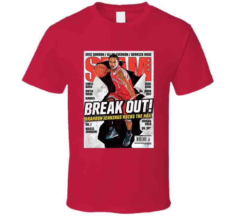 Slam Magazine Issue 135 Brandon Jennings Popular Basketball Magazine Grunge Look Cool T Shirt