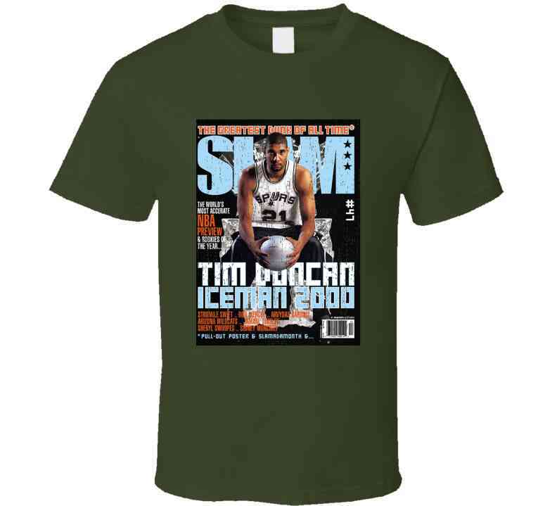 Slam Magazine Issue 47 Tim Duncan Popular Basketball Magazine Grunge Look Cool T Shirt