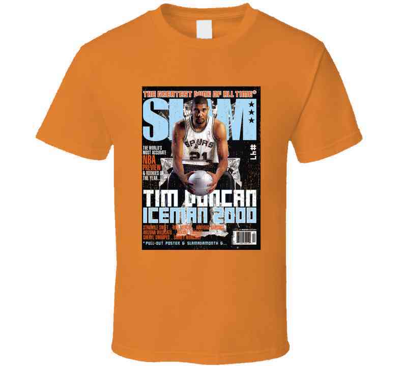 Slam Magazine Issue 47 Tim Duncan Popular Basketball Magazine Grunge Look Cool T Shirt