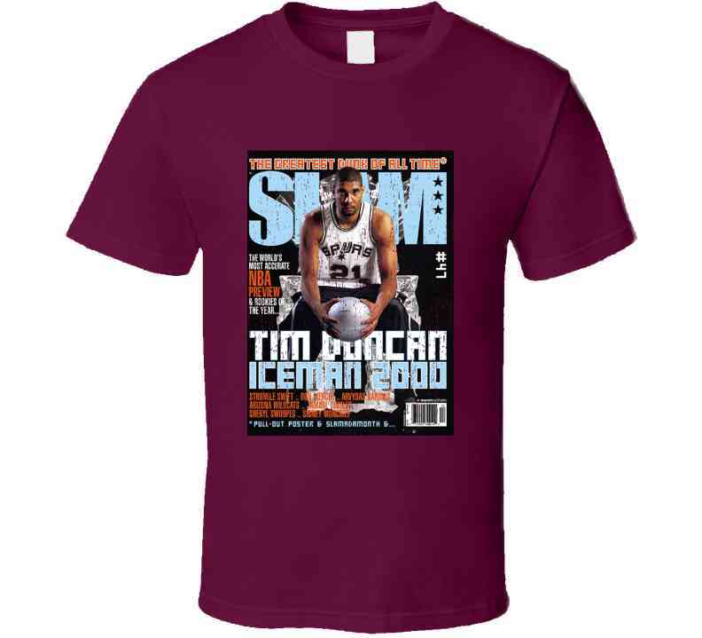 Slam Magazine Issue 47 Tim Duncan Popular Basketball Magazine Grunge Look Cool T Shirt