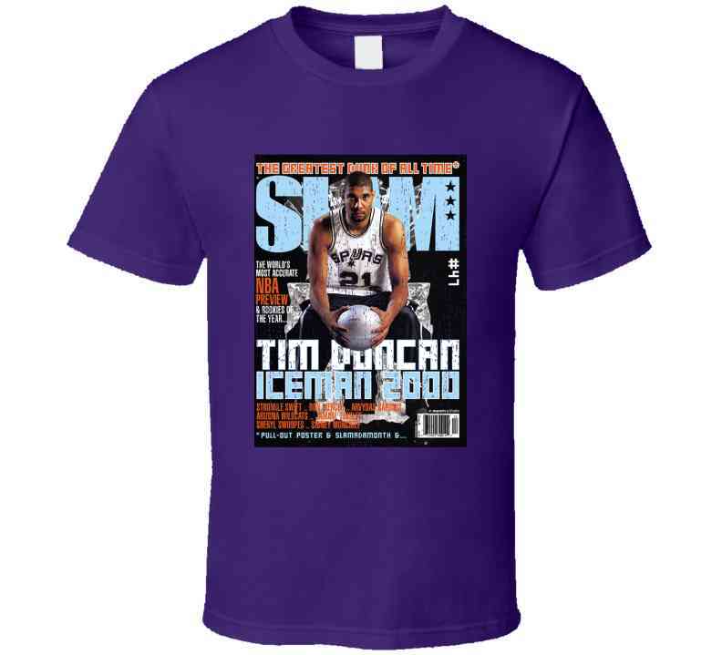 Slam Magazine Issue 47 Tim Duncan Popular Basketball Magazine Grunge Look Cool T Shirt