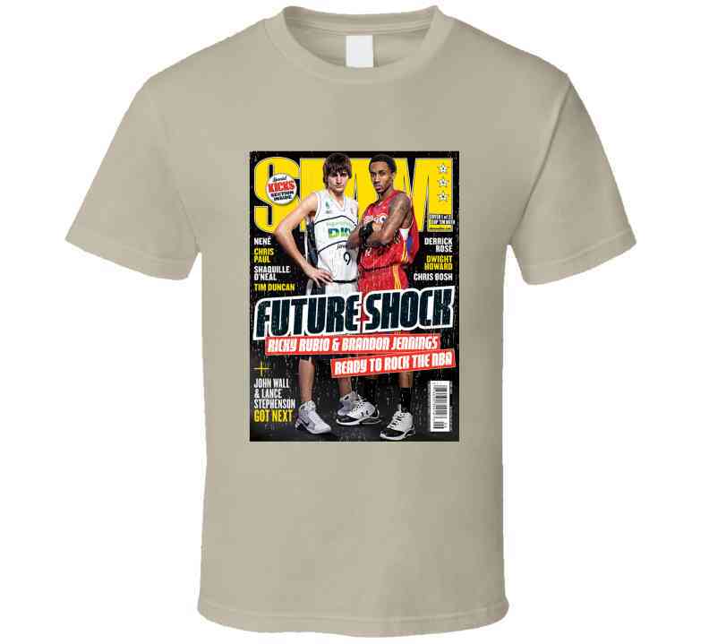 Slam Magazine Issue 128 Ricky Rubio Brandon Jennings Popular Basketball Magazine Grunge Look Cool T Shirt