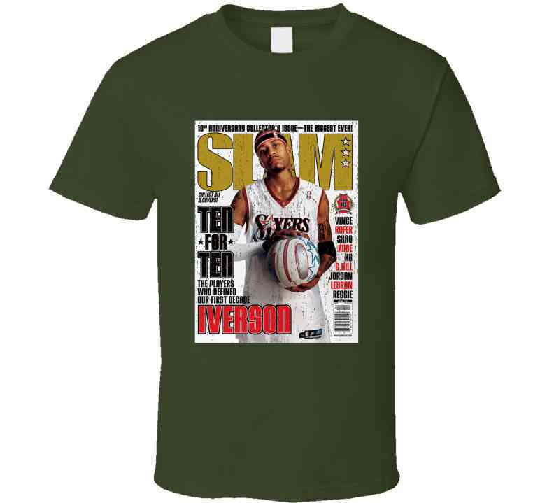 Slam Magazine Issue 77 Allen Iverson Popular Basketball Magazine Grunge Look Cool T Shirt