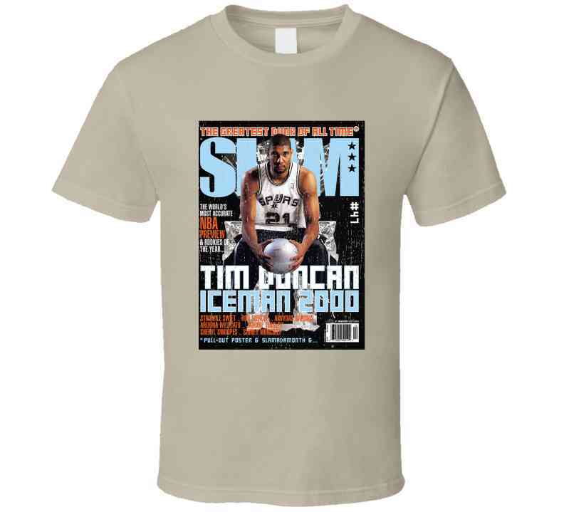 Slam Magazine Issue 47 Tim Duncan Popular Basketball Magazine Grunge Look Cool T Shirt