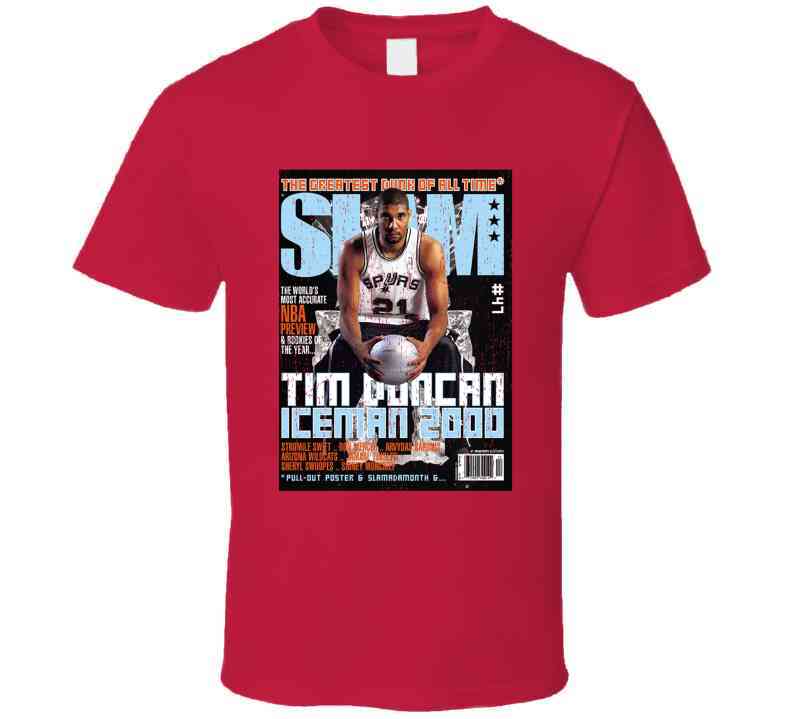 Slam Magazine Issue 47 Tim Duncan Popular Basketball Magazine Grunge Look Cool T Shirt