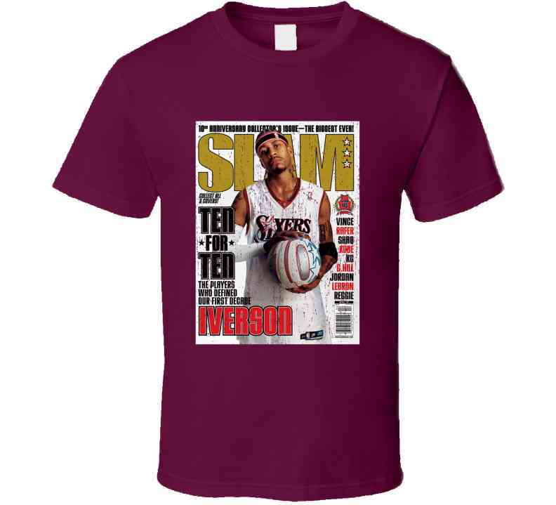 Slam Magazine Issue 77 Allen Iverson Popular Basketball Magazine Grunge Look Cool T Shirt