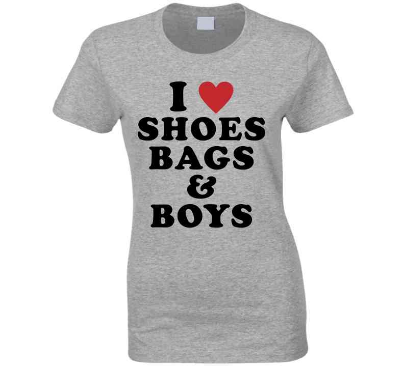 I Heart Love Shoes Bags And Boys Paris Hilton Ladies Cool T Shirt