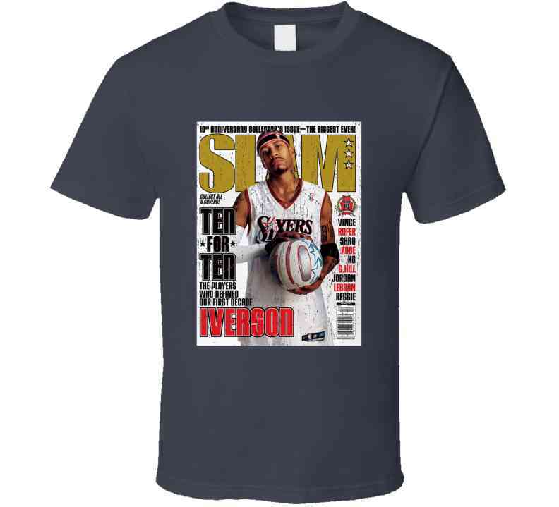 Slam Magazine Issue 77 Allen Iverson Popular Basketball Magazine Grunge Look Cool T Shirt