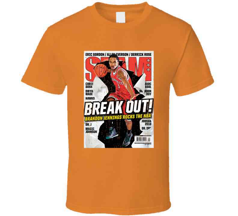 Slam Magazine Issue 135 Brandon Jennings Popular Basketball Magazine Grunge Look Cool T Shirt