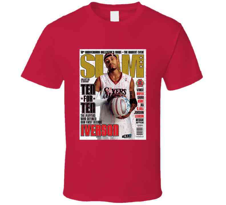 Slam Magazine Issue 77 Allen Iverson Popular Basketball Magazine Grunge Look Cool T Shirt
