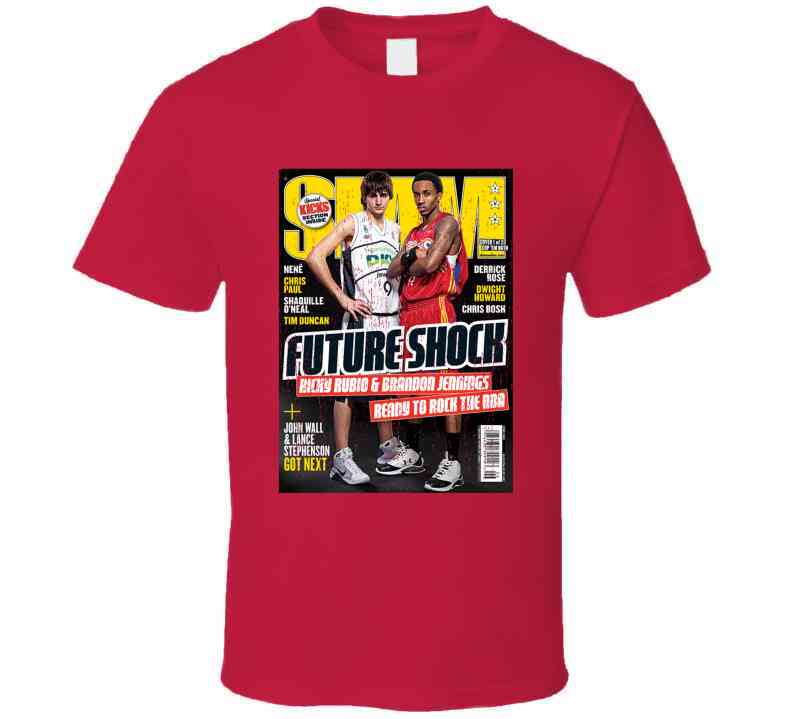 Slam Magazine Issue 128 Ricky Rubio Brandon Jennings Popular Basketball Magazine Grunge Look Cool T Shirt