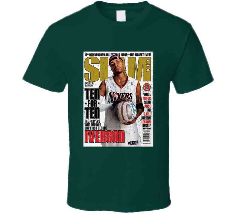 Slam Magazine Issue 77 Allen Iverson Popular Basketball Magazine Grunge Look Cool T Shirt