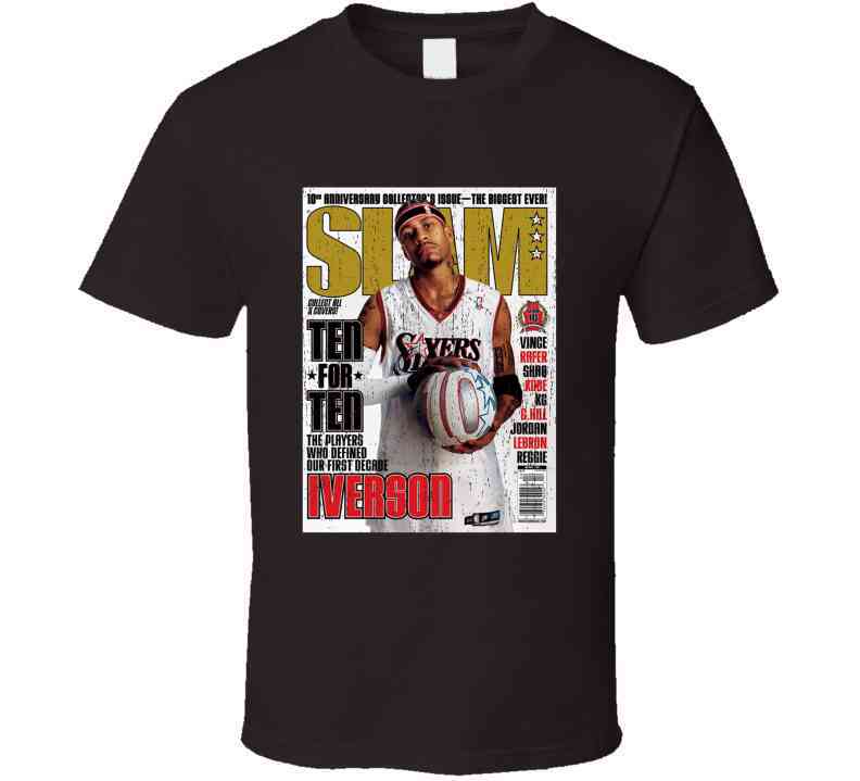 Slam Magazine Issue 77 Allen Iverson Popular Basketball Magazine Grunge Look Cool T Shirt
