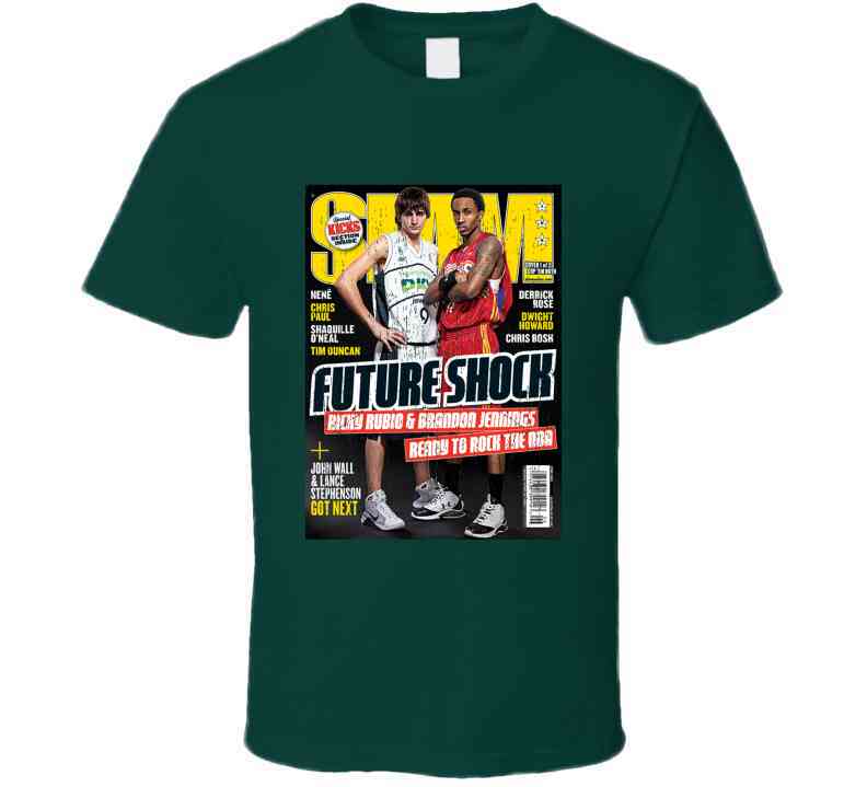 Slam Magazine Issue 128 Ricky Rubio Brandon Jennings Popular Basketball Magazine Grunge Look Cool T Shirt