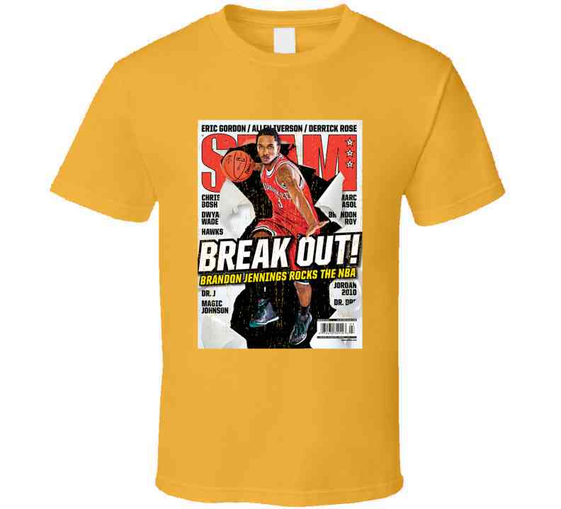 Slam Magazine Issue 135 Brandon Jennings Popular Basketball Magazine Grunge Look Cool T Shirt