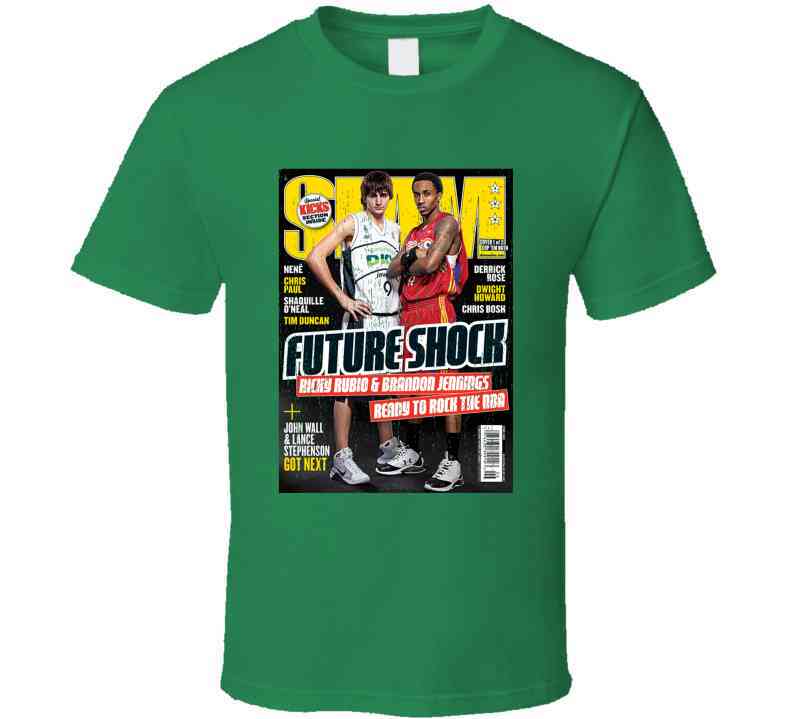 Slam Magazine Issue 128 Ricky Rubio Brandon Jennings Popular Basketball Magazine Grunge Look Cool T Shirt