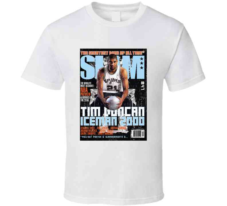 Slam Magazine Issue 47 Tim Duncan Popular Basketball Magazine Grunge Look Cool T Shirt