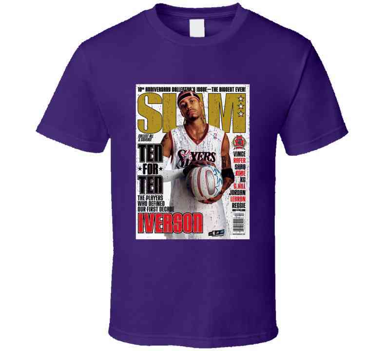 Slam Magazine Issue 77 Allen Iverson Popular Basketball Magazine Grunge Look Cool T Shirt