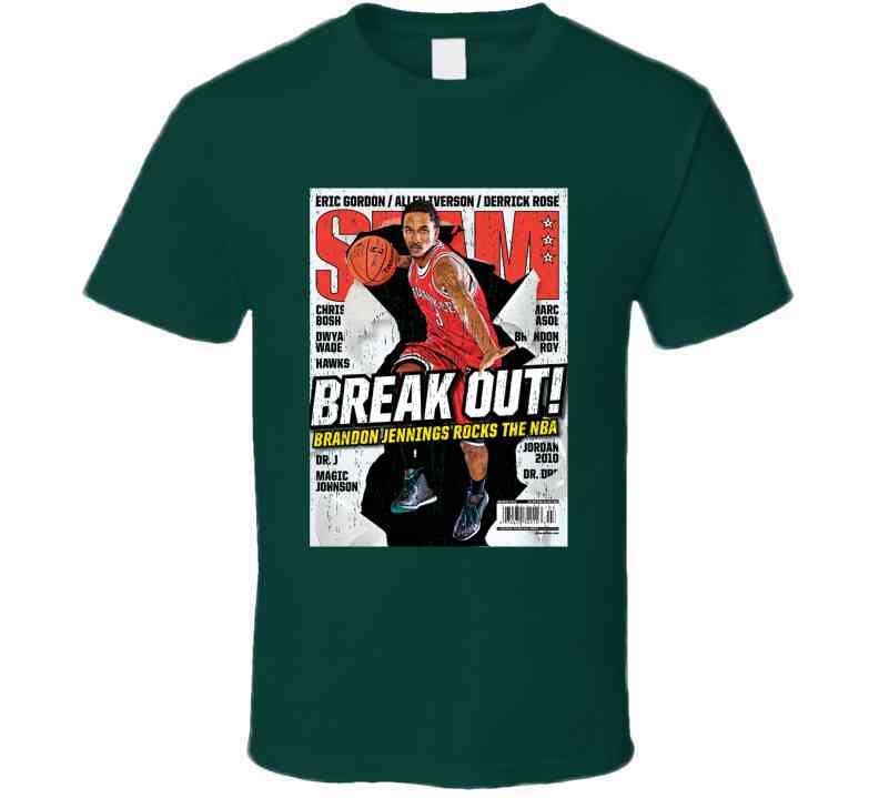 Slam Magazine Issue 135 Brandon Jennings Popular Basketball Magazine Grunge Look Cool T Shirt