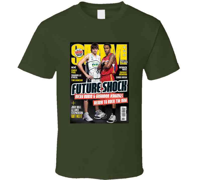 Slam Magazine Issue 128 Ricky Rubio Brandon Jennings Popular Basketball Magazine Grunge Look Cool T Shirt