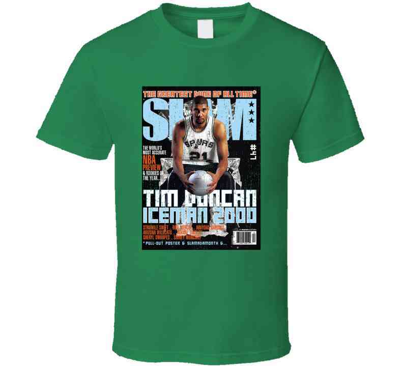 Slam Magazine Issue 47 Tim Duncan Popular Basketball Magazine Grunge Look Cool T Shirt