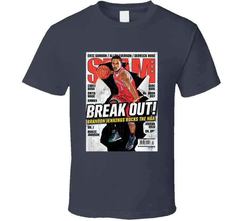 Slam Magazine Issue 135 Brandon Jennings Popular Basketball Magazine Grunge Look Cool T Shirt