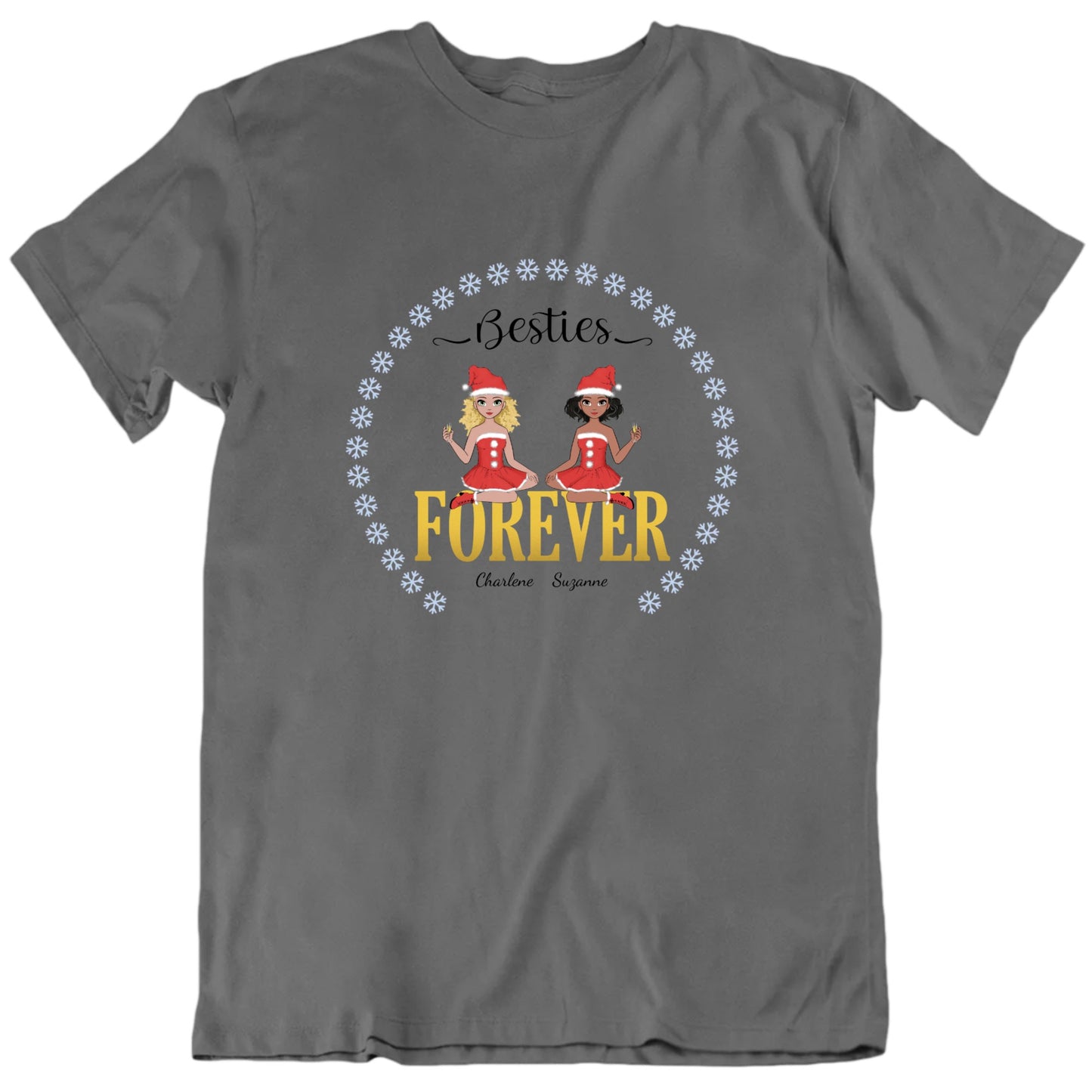 Besties Forever Custom Names Christmas T shirt