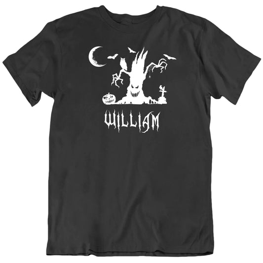 Customizable Scary Halloween Tree Custom Name Personalized Premium Quality Unisex T Shirt