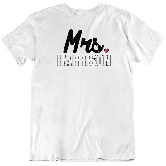 Customizable Mrs. Custom Name Valentine's Day Personalized Premium Quality Unisex T Shirt