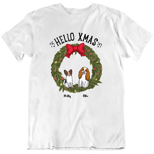 Hello Xmas Custom Dogs And Names Christmas T shirt
