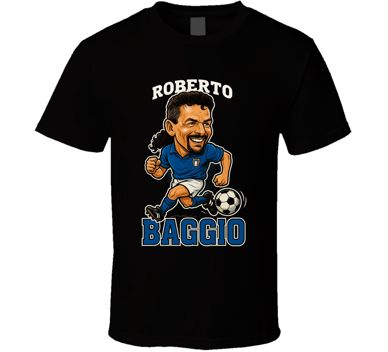 Roberto Baggio Vintage Retro Caricature T Shirt