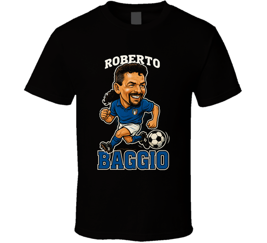 Roberto Baggio Vintage Retro Caricature T Shirt