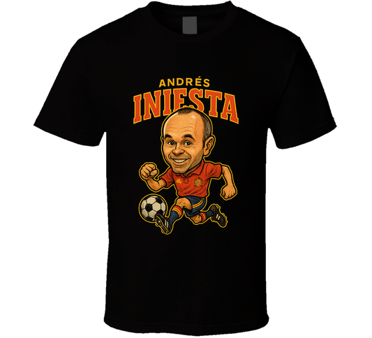 Andres Iniesta Vintage Retro Caricature T Shirt