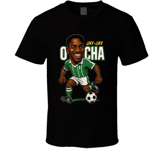 Jay-jay Okocha Vintage Retro Caricature T Shirt