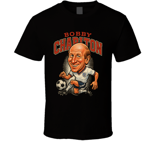 Bobby Charlton Vintage Retro Caricature T Shirt