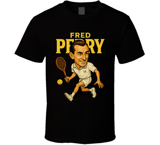 Fred Perry Vintage Retro Caricature Tennis Play T Shirt